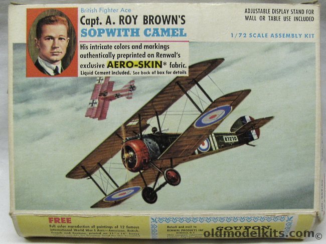 Renwal 1/72 Sopwith Camel with Aeroskin - Capt. A. Roy Brown, 267-69 plastic model kit